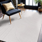 CAMILSON Micro Loop Rug 6x9 Modern Luxury Geometric Arch Area Rugs Soft High and Low Pile Stain Resistant Easy-Cleaning Non-Shedding for Living Room Office Indoor Carpet (6 x 9 / White)