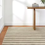 Dash & Albert Silas Stripe Grey Hand Micro Hooked Wool Rug, 9.5 X 13.5 Feet, Grey Stripe Pattern - Premium Luxury Hotel Quality Soft Breathable Hypoallergenic Machine Washable Easy Care All Season