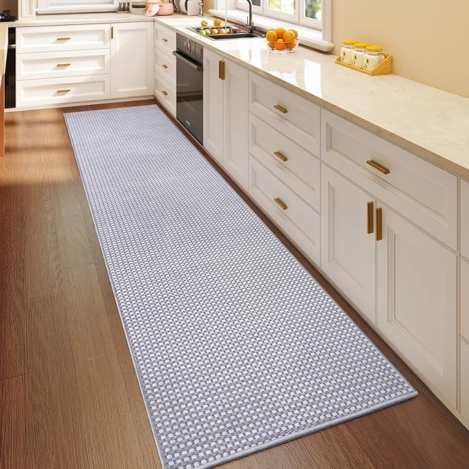 Boho 2x8 ft Runners for Hallways Extra Long Woven Washable Kitchen Runner Mat Rugs Non Slip, Soft Entryway Laundry Hall Floor Runner Carpet for Indoor Backdoor Bedroom Hallway Living Room, Gray