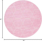 Unique Loom Trellis Frieze Collection Area Rug - Geometric (5' 1" Round, Light Pink/ Ivory)