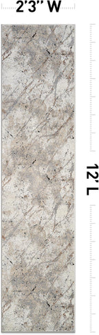 Rugshop Drifted Marble Abstract Area Rug Durable, Kid & Pet Friendly Gray, Ivory, Neutral Tones 2' 3" x 12' Runner Ideal for Hallway, Kitchen, Entryway, or Behind The Sofa