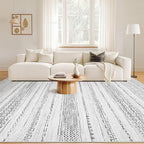 Nakagishi Area Rug Living Room Rugs: 12X15 Machine Washable Boho Large Neutral Farmhouse Stain Resistant Moroccan Indoor Floor Carpet for Bedroom Nursery Dorm Dining Room Home-Color Gray