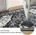 Beglad Area Rugs 4x6 for Living Room, Bedroom, Washable Vintage Rugs -Low Pile Soft Distressed Rugs for Kitchen, Dining Room, Non Shedding, Black and Blue