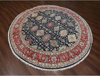 Power Black Hand Knotted All Over Pattern Pure Wool Round Oriental Rug (10'x10')