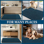 OLANLY Dog Door Mat for Muddy Paws 44x32, Absorbs Moisture and Dirt, Absorbent Non-Slip Washable Doormat, Quick Dry Chenille Mud Mat, Entry Indoor Entryway Carpet for Inside Floor, Atlantic Blue