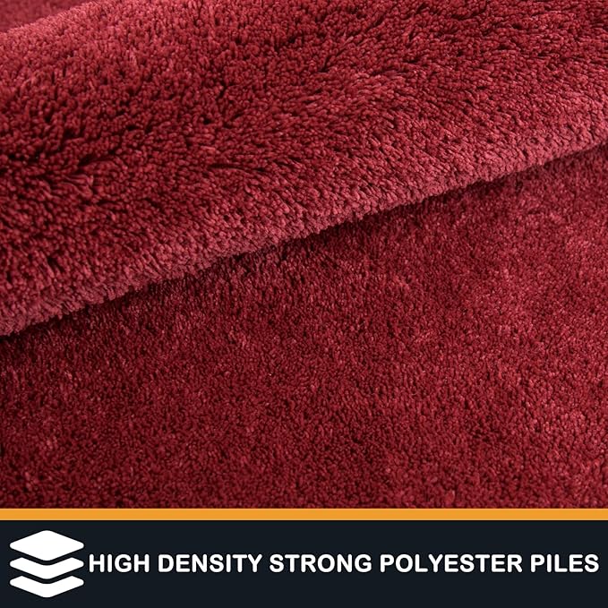 PURRUGS Easy Care Area Rug 4.5ft x 7ft, Non-Slip Washable Entryway Rug, Dog Door Mat, Stain Resistant Accent Rug for Hallway, Living Room, Bedroom and Mudroom, Burgundy Red