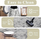 Washable Rugs 5x7 Area Rugs for Living Room, Thin Carpet for Bedroom, Soft Faux Wool Retro Dining Room Rug，Non Slip&Non-Shedding Resistant Low Pile Vintage Print Rug for Home Office (White/Grey)