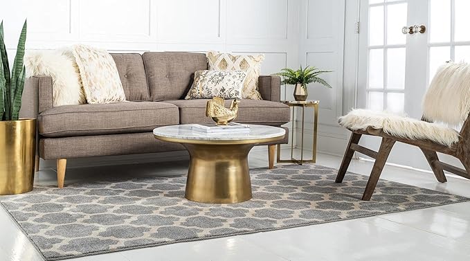 Rugs.com Lattice Collection Rug – 3' x 5' Light Gray Medium Rug Perfect for Entryways, Kitchens, Breakfast Nooks, Accent Pieces