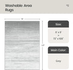 Valenrug Washable Rugs 6x9 - Non Slip 6x9 Area Rugs for Living Room, Stain Resistant Area Rugs for Bedroom, Foldable Machine Washable Area Rug(6'x9', Grey)