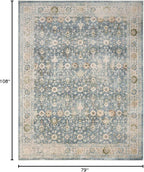 Nourison Home Astra Machine Washable Teal Beige 6'7" x 9' Area Rug Easy Clean, Non Shedding, Bed Room, Living Room, Dining Room, Kitchen (7' x 9')
