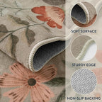 Lahome Floral Washable Rugs 8x10, Non-Slip Soft Bedroom Rug Stain Resistant, Ultra-Thin 8x10 Rugs for Living Room Easy Clean Boho Rug Accent Carpet for Dining Room Office(8x10ft,Brown)