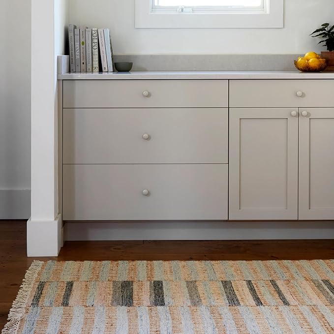 Dash and Albert Ravel Wool Area Rug - 3' x 5' Blue Stripe Handwoven Accent Rug - Durable, Eco-Friendly, High Traffic Area Hallway, Living Room, Stairs