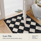 Lahome Moroccan Trellis Area Rug - 5x7 Black Washable Large Rugs for Bedroom Living Room Mat, Checkered Soft Non Slip Stain Resistance Indoor Accent Carpet for Dining Room Coffee Table