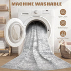 Area Rug Living Room Rugs - 7x9 Large Soft Indoor Neutral Modern Abstract Low Pile Washable Rug Carpet for Bedroom Dining Room Farmhouse Home Office - Vintage Grey