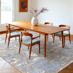 WITSHOCK Abstract Dining Room Rugs for Under Table: 7x9 Washable Blue Area Rug for Living Room, Low Pile Non-Slip Rugs for Bedroom Under Bed - Neutral Modern Decor & Stain Resistance - Blue/Multi