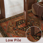 Ciicool Small Area Rug, 2x3ft Red Boho Rug, Ultra Soft Entry Rugs for Entryway, Non-Slip Washable Rugs Oriental Low-Pile Indoor Mat Floor Carpet for Entrance Bedroom Kitchen Bathroom Foyer Decor