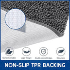 Chenille Absorbent Front Door Mat 48" x 24", Dog Door Mat for Muddy Paws, Trap Dirt Doormat, Mud Mat for Dogs, Washable Non Slip Outdoor Indoor Doormats for Entryway, Grey