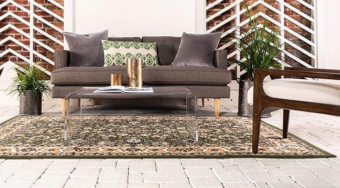 Unique Loom Sialk Hill Collection Area Rug - Washington (2' 2" x 3' 1" Rectangle Green/Hunter Green)