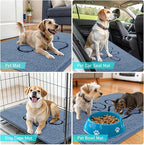 OLANLY Dog Door Mat for Muddy Paws 36x24, Paw Print Design, Absorbs Moisture and Dirt, Absorbent Non-Slip Washable Doormat, Quick Dry Chenille Mud Mat, Entry Indoor Entryway Carpet, Airy Blue