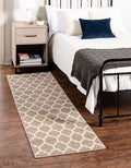 Rugs.com Lattice Collection Rug – 10 Ft Runner Light Brown Medium-Pile Rug Perfect for Hallways, Entryways