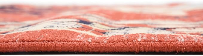Unique Loom Taftan Collection Border Geometric Tribal Inspired Design Area Rug (7' 0 x 10' 0 Rectangular, Terracotta/ Ivory)