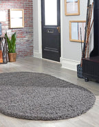Unique Loom Solid Shag Collection Area Rug (5' 3" x 8' Oval, Graphite Gray)
