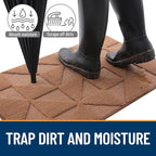OLANLY Door Mats Indoor, Non-Slip, Absorbent, Dirt Resist, Entrance Washable Mat, Low-Profile Inside Entry Doormat for Entryway (47x20 inches, Brown)