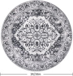 KOZYFLY Round Rug 3 Ft Rugs for Entryway Washable Circle Entrance Rug Non Slip Round Doormat Indoor Printed Faux Wool Round Front Door Mat Floor Carpet for Backdoor, Entryway, Bedroom, Grey