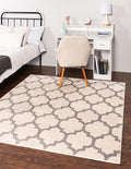 Rugs.com Lattice Collection Rug – 8 Ft Square Beige and Gray Medium-Pile Rug Perfect for Living Rooms, Kitchens, Entryways