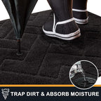PURRUGS Dirt Trapping Door Mat 34" x 59", Non-Slip Machine Washable Entry Rug, Shoe Scraper, Dog Doormat, Super Absorbent Welcome Mat for Front & Back Door, Muddy Wet Shoes & Paws, Black