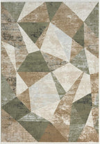 Abani Savoy Collection Area Rug - Green and Cream Geometric Design - 4'x6' - Easy to Clean - Durable for Kids and Pets - Non-Shedding - Medium Pile - Soft Feel - for Living Room, Bedroom, and Office