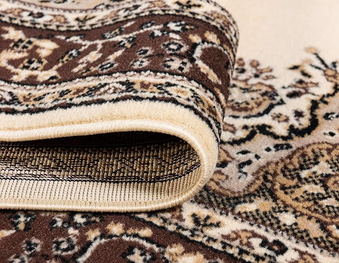 Unique Loom Reza Collection Traditional Persian Style Area Rug, 8 x 10 ft, Ivory/Brown