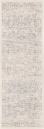 Unique Loom Isabella Collection Area Rug - Adjani (2' x 6' 1" Runner, White/ Blue)
