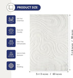 Abani Cozy Cream Area Rug for Living Room, Bedroom - Swirl Waves Pattern - 5' x 8' - Durable & Easy to Clean