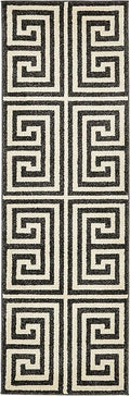 Unique Loom Athens Collection Classic Geometric Modern Border Design Area Rug (2' 0 x 6' 0 Runner, Black/ Beige)
