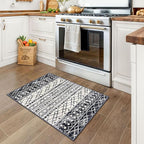 KUTA Moroccan Area Rugs 2x3, Black Navy Blue Entryway Rug Non-Slip Washable Small Indoor Door Mat, Ultra Soft Print Vintage Geometric Low-Pile Floor Carpet for Entrance, Kitchen