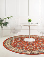 Rugs.com Yasmin Collection Rug – 8 Ft Round Terracotta Medium Rug Perfect for Kitchens, Dining Rooms