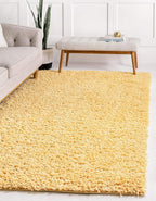 Unique Loom Davos Shag Collection Area Rug - Solid (4' 1" x 6' 1" Rectangle, Sun Yellow)