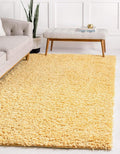 Unique Loom Davos Shag Collection Area Rug - Solid (10' x 13' 1" Rectangle, Sun Yellow)