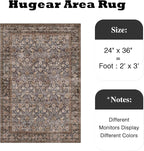 HUGEAR 2x3 Small Rug Machine Washable Area Rug Tradition Brown Entryway Rugs Entrance Door Mat Indoor Accent Rugs Floral Low Pile Carpet Distressed Throw Rug Kitchen Bedroom Office Non Slip