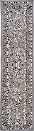 Rugs.com Yasmin Collection Rug – 10 Ft Runner Gray Medium Rug Perfect for Hallways, Entryways
