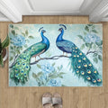 Peacock Rugs for Living Room - 3x4 Rug, Classic Peacock Floral Area Rugs for Bedroom, Teal Turquoise Rug, Modern Style Washable Carpet, Aesthetics Carpet - Peafowl Home Decor & Gifts