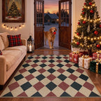 Lahome Checkered 5x7 Rug, Indoor Outdoor Rug Non Shedding Black and Red Washable Carpet, Checkerboard Non Slip Stain Resistant Indoor Carpet for Patio Office Living Dining Room