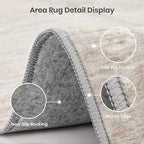 Valenrug Washable Rugs 2x10 - Stain Resistant 2x10 Area Rugs for Living Room, Non Slip Backing Large Area Rugs for Bedroom, Folable Machine Washable Area Rug (2'x10', Beige)