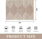 HelloTree Area Rug for Living Room 6x9 Washable Geometric Moroccan Rug Stripe Farmhouse Bohemian Minimalistic Non Slip Non Shedding Ultra Thin Soft Rug for Bedroom Office DiningRoom Nursery-Khaki