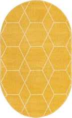 Unique Loom Trellis Frieze Collection Area Rug - Geometric (3' x 5' Oval, Yellow/ Ivory)