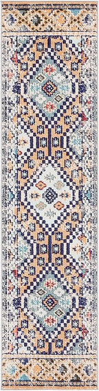 SAFAVIEH Madison Collection Runner Rug - 2' x 8', Orange & Beige, Boho Diamond Distressed Design, Non-Shedding & Easy Care, Ideal for High Traffic Areas in Living Room, Bedroom (MAD418P)