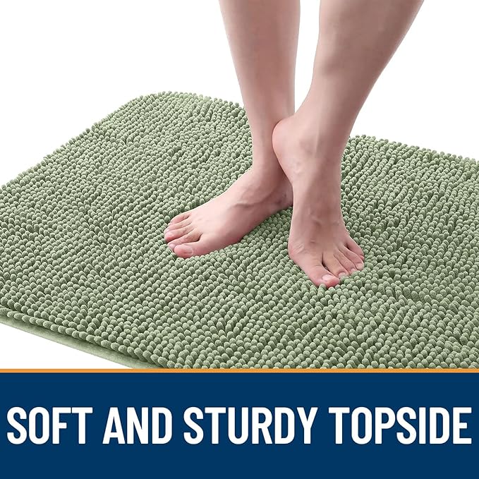 OLANLY Dog Door Mat for Muddy Paws 59x32, Absorbs Moisture and Dirt, Absorbent Non-Slip Washable Doormat, Quick Dry Chenille Mud Mat for Dogs, Entry Indoor Entryway Carpet for Inside Floor, Sage Green