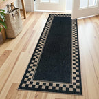 OJIA Easy Jute Runner Rug, 2x6 Kitchen Runner Washable Rug Runners for Hallways Farmhouse Checkered Carpet, Non-Slip Indoor Outdoor Runner Modern Door Mat for Entry Front Door Entryway Porch