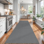 Braided Runner Rug 3x14 Ft Washable Runners for Hallways Non Slip Rubber Backed Kitchen Runners Cotton Long Entryway Runner Indoor, Woven Carpet for Hall Stair Entryway, Dark Grey/Grey